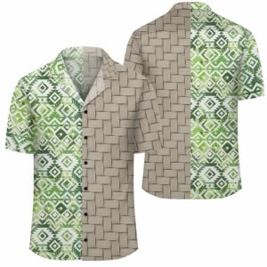 Hawaii White Seamless Ethnic Pattern Monstera Leaf Lauhala Moiety Hawaiian Shirt  - Thelegend59