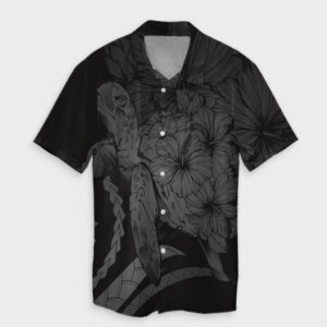 Hawaiian - Hawaii Turtle Hibiscus Vintage Hawaiian Shirt - Gray  - Thelegend59