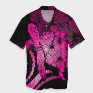 Hawaiian - Hawaii Turtle Hibiscus Vintage Hawaiian Shirt - Pink  - Thelegend59