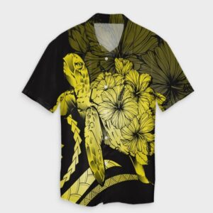 Hawaiian - Hawaii Turtle Hibiscus Vintage Hawaiian Shirt - Yellow  - Thelegend59