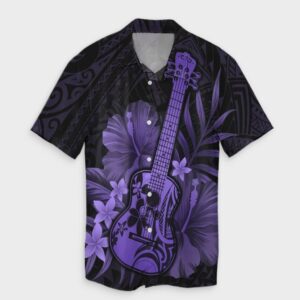 Hawaiian Hawaii Ukulele Flower Hawaiian Shirt Purple  - Thelegend59