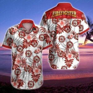 Hawaiian Aloha Hawaiian Shirts Firefighter Tropical Hawaiian  - Thelegend59