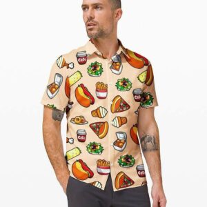 Hawaiian Aloha Hawaiian Shirts Food Hamburger Pizza Coffee  - Thelegend59