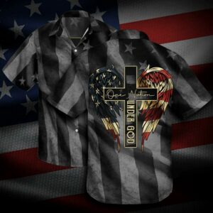 Hawaiian Aloha Hawaiian Shirts One Nation Under God  - Thelegend59