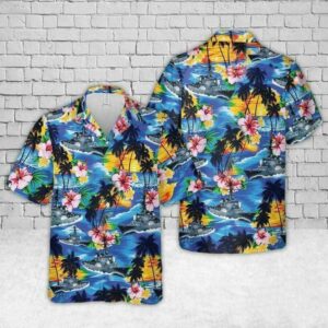 Hawaiian Aloha Hawaiian Shirtss Beach Shorts Navy Uss Barry  - Thelegend59