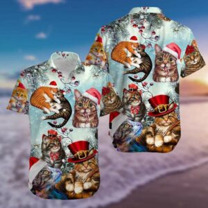 Hawaiian Aloha Hawaiian Shirtss Believe In Magic Of Christmas Cute Cats  - Thelegend59