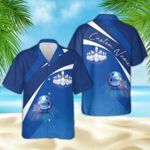 Hawaiian Aloha Hawaiian Shirtss Bowling Custom Name Blue  - Thelegend59