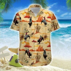 Hawaiian Aloha Hawaiian Shirtss Bull Riding Catus  - Thelegend59