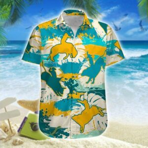 Hawaiian Aloha Hawaiian Shirtss Bull Riding Watercolor  - Thelegend59