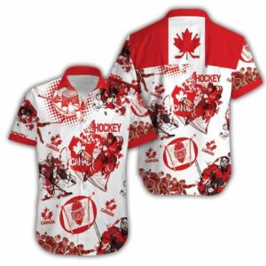 Hawaiian Aloha Hawaiian Shirtss Canada Hockey Tropical  - Thelegend59