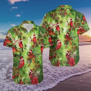 Hawaiian Aloha Hawaiian Shirtss Cardinal On Christmas  - Thelegend59