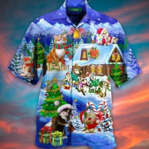 Hawaiian Aloha Hawaiian Shirtss Cats Enjoy Christmas  - Thelegend59