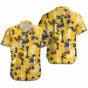 Hawaiian Aloha Hawaiian Shirtss Chess Pieces Yellow  - Thelegend59