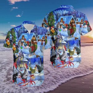 Hawaiian Aloha Hawaiian Shirtss Chickens On Christmas  - Thelegend59
