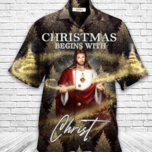Hawaiian Aloha Hawaiian Shirtss Christmas Begins With Christ  - Thelegend59