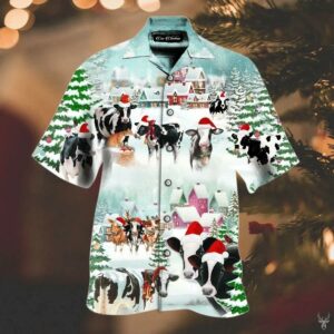 Hawaiian Aloha Hawaiian Shirtss Christmas Cow Santa  - Thelegend59