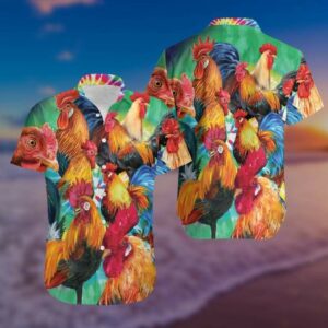 Hawaiian Aloha Hawaiian Shirtss Corlorful Roosters  - Thelegend59