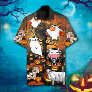Hawaiian Aloha Hawaiian Shirtss Cow Halloween  - Thelegend59