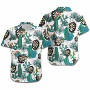 Hawaiian Aloha Hawaiian Shirtss Darts Green Cactus Retro  - Thelegend59