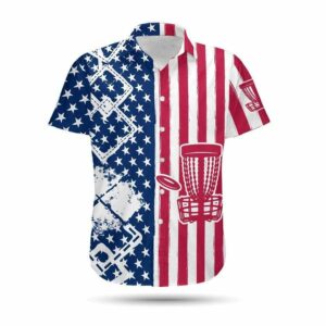 Hawaiian Aloha Hawaiian Shirtss Disc Golf American Flag  - Thelegend59