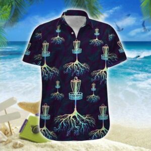 Hawaiian Aloha Hawaiian Shirtss Disc Golf Tree Neon  - Thelegend59