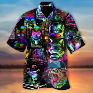 Hawaiian Aloha Hawaiian Shirtss Dj Disco Cats  - Thelegend59