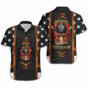 Hawaiian Aloha Hawaiian Shirtss Firefighter Skull Hero Custom Name  - Thelegend59