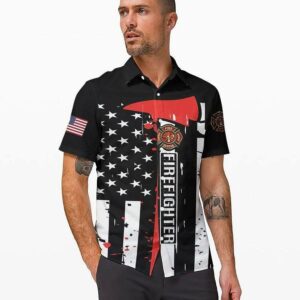 Hawaiian Aloha Hawaiian Shirtss Firefighter Us Flag  - Thelegend59