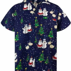 Hawaiian Aloha Hawaiian Shirtss Funky Santa And Snowman Christmas  - Thelegend59
