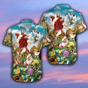 Hawaiian Aloha Hawaiian Shirtss Happy Easter Jesus Is Risen  - Thelegend59
