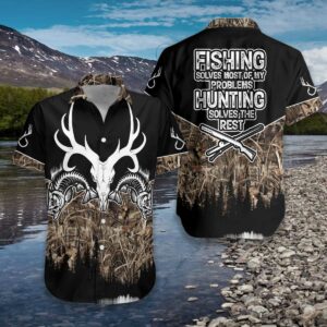 Hawaiian Aloha Hawaiian Shirtss Hunting Fishing Solve All My Problems  - Thelegend59