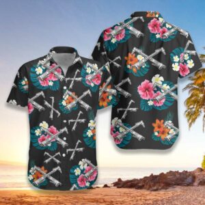 Hawaiian Aloha Hawaiian Shirtss Ironworker Tropical Flowers  - Thelegend59