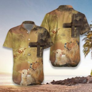 Hawaiian Aloha Hawaiian Shirtss Jesus Lamb And Lion  - Thelegend59