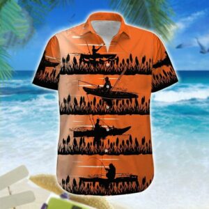 Hawaiian Aloha Hawaiian Shirtss Kayak Fishing Sunset  - Thelegend59