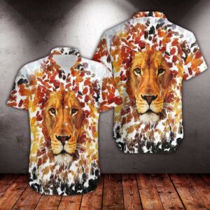 Hawaiian Aloha Hawaiian Shirtss Lion Art  - Thelegend59