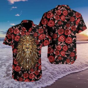 Hawaiian Aloha Hawaiian Shirtss Lion Rose  - Thelegend59