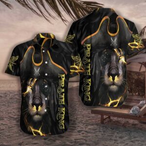 Hawaiian Aloha Hawaiian Shirtss Pirate King Black Lion  - Thelegend59