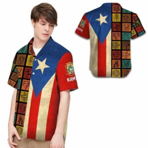 Hawaiian Aloha Hawaiian Shirtss Puerto Rico Taino Symbols Custom Name  - Thelegend59