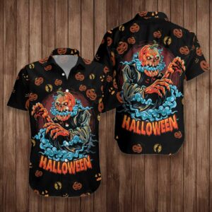 Hawaiian Aloha Hawaiian Shirtss Scary Pumpkin Halloween  - Thelegend59