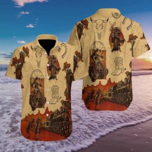 Hawaiian Aloha Hawaiian Shirtss Skull Cowboy  - Thelegend59