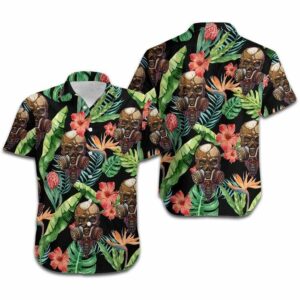 Hawaiian Aloha Hawaiian Shirtss Skull Hibiscus Tropical  - Thelegend59