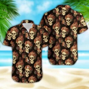 Hawaiian Aloha Hawaiian Shirtss Skull Rose Pattern  - Thelegend59
