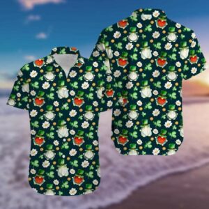 Hawaiian Aloha Hawaiian Shirtss St Patricks Day Irish White Flowers  - Thelegend59