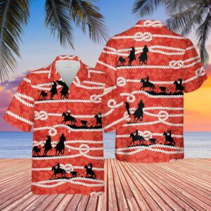 Hawaiian Aloha Hawaiian Shirtss Team Roping Red Rope  - Thelegend59