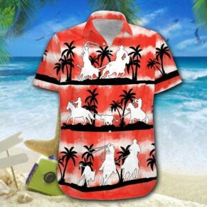 Hawaiian Aloha Hawaiian Shirtss Team Roping Watercolor  - Thelegend59