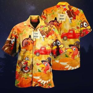 Hawaiian Aloha Hawaiian Shirtss Thanksgiving Turkey Eat Beef  - Thelegend59