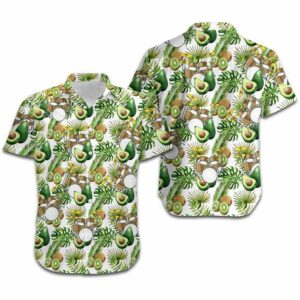 Hawaiian Aloha Hawaiian Shirtss Tropical Avocado And Kiwi Drums  - Thelegend59