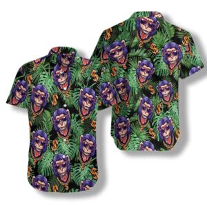 Hawaiian Aloha Hawaiian Shirtss Tropical Millionaire Monkey  - Thelegend59