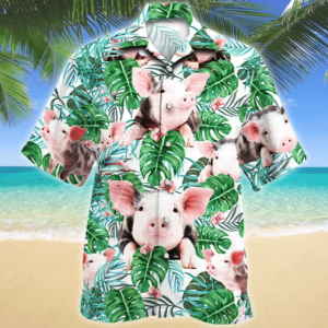 Hawaiian Aloha Hawaiian Shirtss Tropical Pig Cute  - Thelegend59