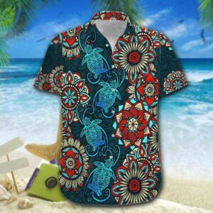 Hawaiian Aloha Hawaiian Shirtss Turtle Mandala Cool Art  - Thelegend59